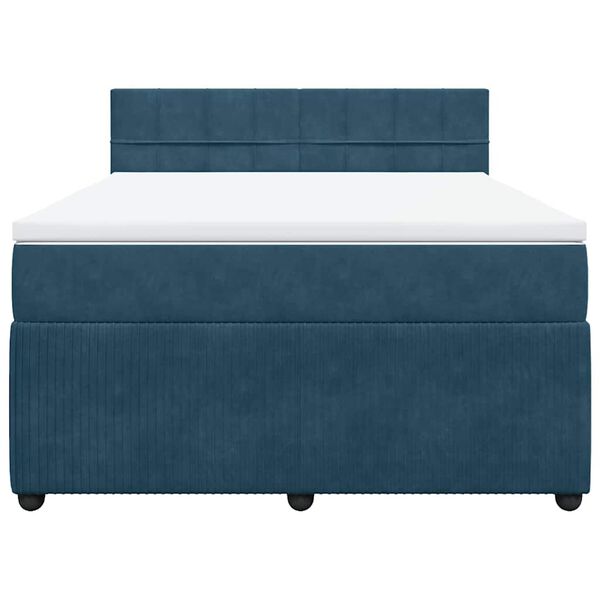 vidaXL Lova su spyruoklėmis ir čiužiniu, mėlyna, 140x190cm, aksomas