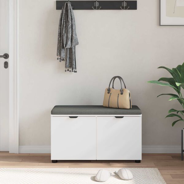 vidaXL Koridoriaus suolas su pagalve su saugykla Balta 80 x 46 x 46 cm