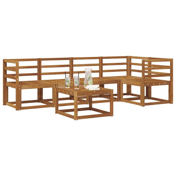 vidaXL Lauko sofos komplektas 6 pcs Natūrali ir &scaron;viesiai pilka