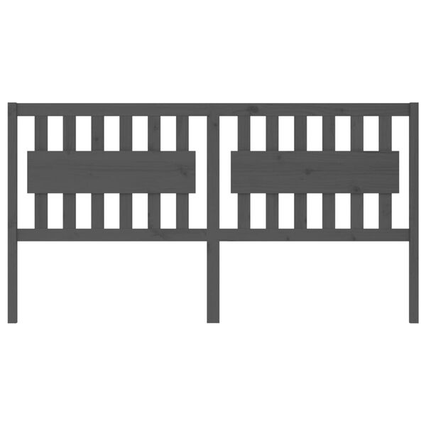 vidaXL Lovos galvūgalis, pilkas, 185,5x4x100cm, pušies masyvas