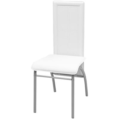 vidaXL Valgomojo kėdės, 6 vnt., baltos, dirbtinė oda