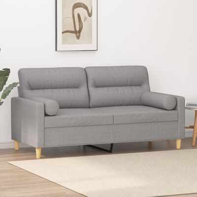 vidaXL Dvivietė sofa su pagalvėmis, šviesiai pilka, 140cm, audinys