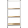 vidaXL Sandėliavimo lentyna, 4 auk&scaron;tų, sidabrinė, plienas ir mediena