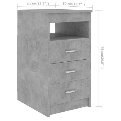 vidaXL Rašomasis stalas, betono pilkos spalvos, 140x50x76cm, MDP