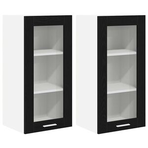 vidaXL Pakabinama spintelė 2 pcs Juodas ąžuolas 40 x 31 x 80 cm