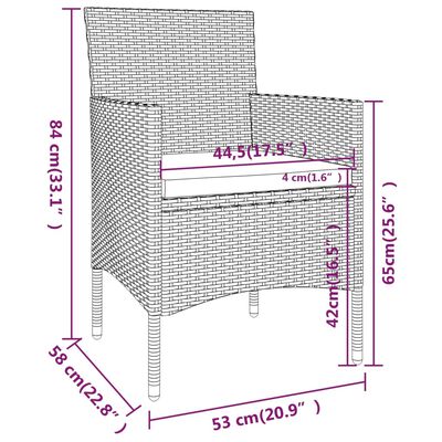 vidaXL Bistro baldų komplektas, 5 dalių, smėlio, poliratanas/stiklas