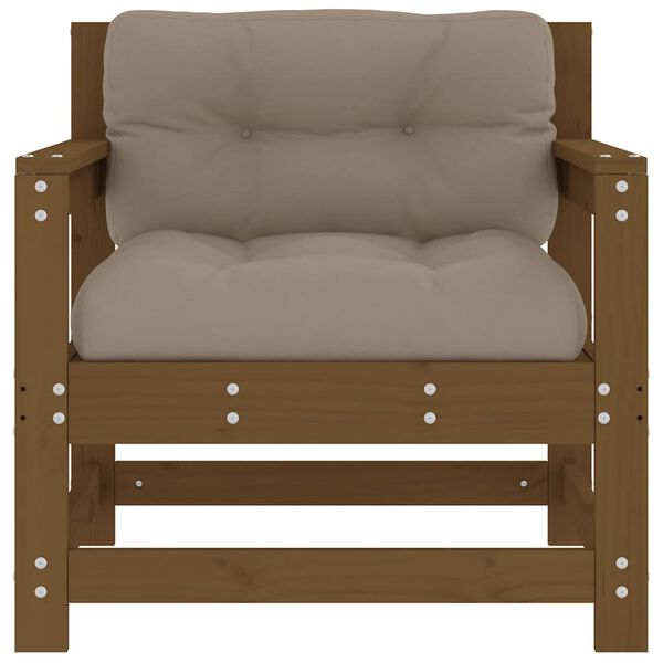 vidaXL Sodo kėdės su pagalvėlėmis, 2vnt., medaus rudos, pu&scaron;ies masyvas