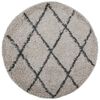 vidaXL Shaggy kilimas PAMPLONA, smėlio ir antracito, 80cm skersmens