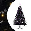vidaXL Dirbtinis prie&scaron;&scaron;ventinis eglutė su &scaron;viesomis Juoda 150 cm PVC