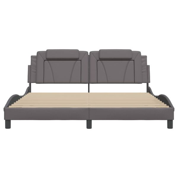 vidaXL Lovos rėmas, Viana, be čiužinio, pilkos, 180x200cm, dirbtinė oda
