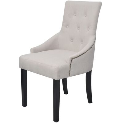 vidaXL Valgomojo kėdės, 2 vnt., kreminės pilkos spalvos, audinys