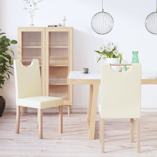 vidaXL Valgomojo kėdės, 2vnt., kreminės spalvos, dirbtinė oda