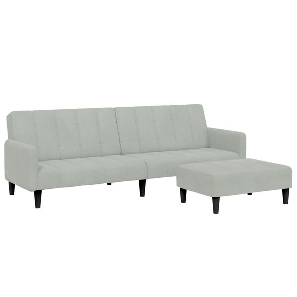 vidaXL Dvivietė sofa-lova su pakoja, šviesiai pilkos spalvos, aksomas