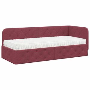 vidaXL Kampinė lovos konstrukcija Vyno raudona 80 x 200 cm audinys