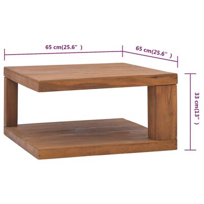 vidaXL Kavos staliukas, 65x65x33cm, tikmedžio medienos masyvas