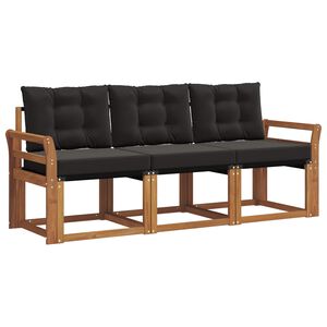 vidaXL Lauko sofos komplektas su pagalve 3 pcs Natūrali ir juoda