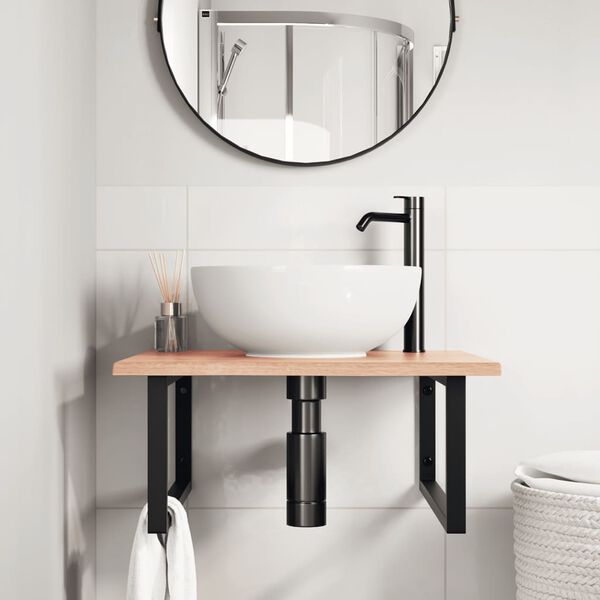 vidaXL Lentyna praustuvui, plienas ir ąžuolo medienos masyvas