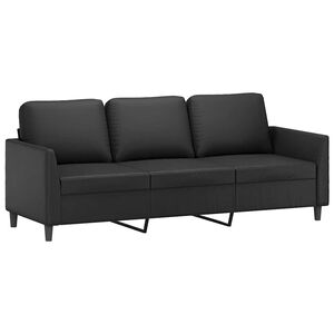 vidaXL Trivietė sofa, juodos spalvos, 180cm, dirbtinė oda