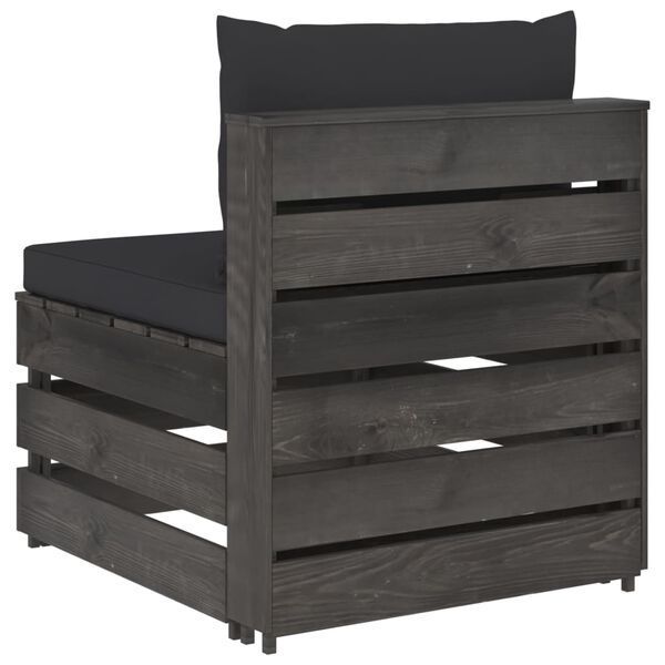 vidaXL Modulinė vidurinė sofos dalis su pagalvėlėmis, mediena