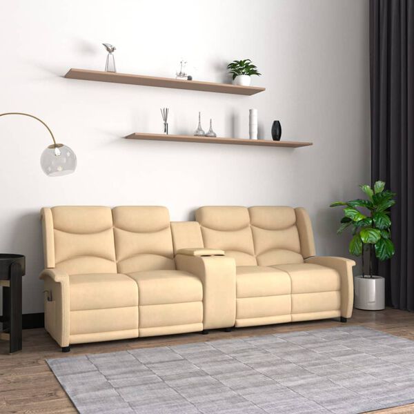 vidaXL Keturvietis atlo&scaron;iamas masažinis krėslas, kreminis