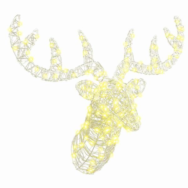 vidaXL Elnių galva su 140 LED &Scaron;ilta balta 60 cm Akrilas