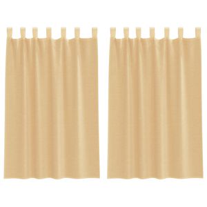 vidaXL Voile užuolaidos su kilpomis, 2vnt., smėlio spalvos, 140x175cm