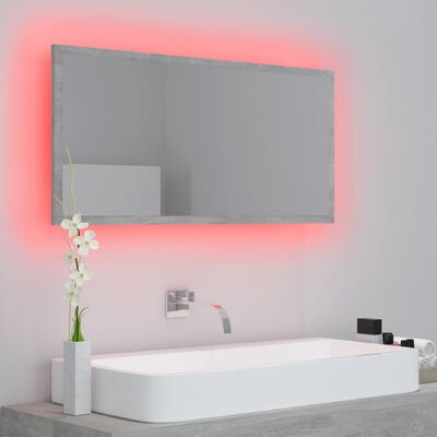 vidaXL Vonios kambario LED veidrodis, betono, 90x8,5x37cm, akrilas