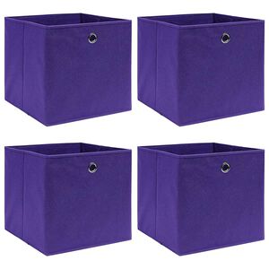 vidaXL Daiktadėžės, 4vnt., violetinės, 28x28x28cm, neaustinis audinys