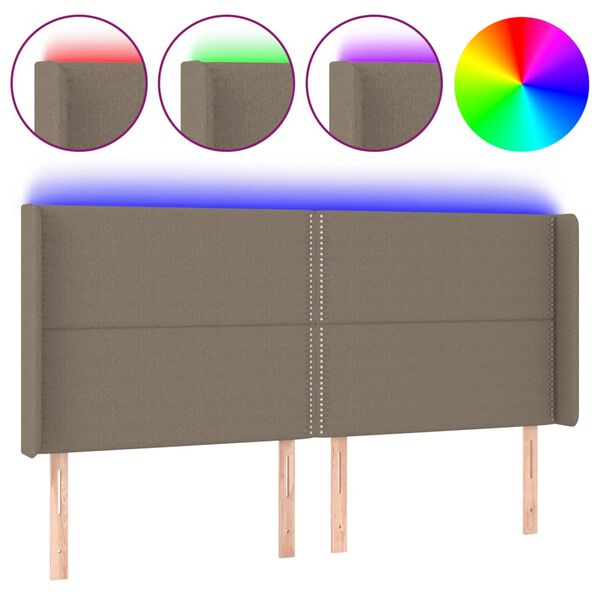 vidaXL Galvūgalis su LED, taupe spalvos, 163x16x118/128cm, audinys