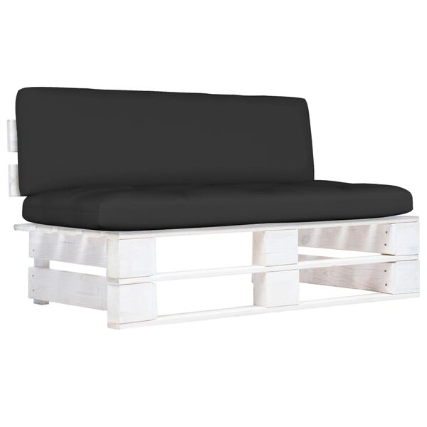 vidaXL Vidurinė sodo sofos dalis i&scaron; palečių, baltai impregnuota pu&scaron;is