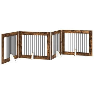 vidaXL Sulankstomi &scaron;unų vartai su stovais 4 pcs Dūminio ąžuolo 401 cm