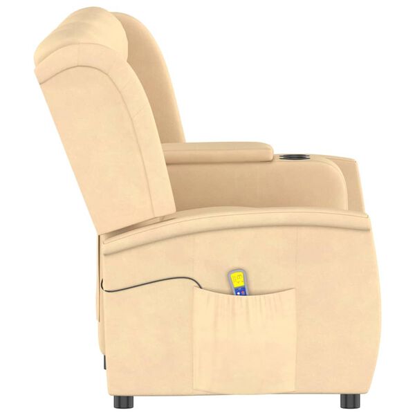 vidaXL Keturvietis atlo&scaron;iamas masažinis krėslas, kreminis