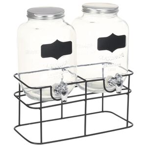 vidaXL Gėrimų dozatoriai su stovais, 2 vnt., 2 x 4 l, stiklas
