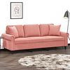 vidaXL Trivietė sofa su pagalvėmis, rožinės spalvos, 180cm, aksomas