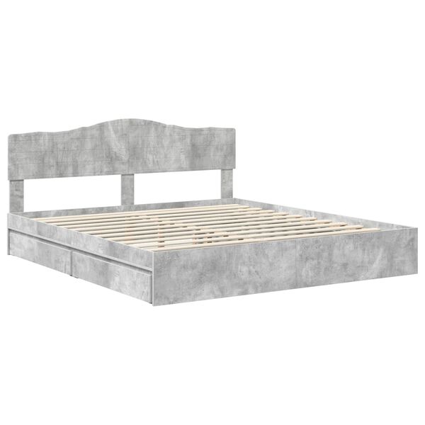 vidaXL Saugos lova Betono pilka 200 x 200 cm Apdirbta mediena