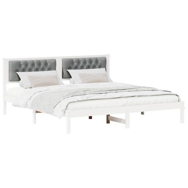 vidaXL Lovos rėmas &Scaron;viesiai pilka 160 x 200 cm Kietos pu&scaron;ies mediena