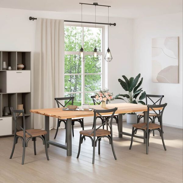 vidaXL Valgomojo stalo kojos, antracito spalvos, 2 vnt., 90x(72-73) cm, plienas