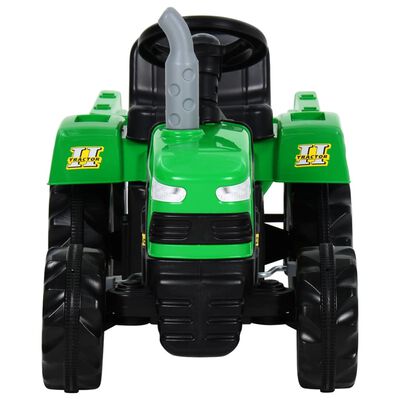 vidaXL Vaikiškas traktorius su pedalais ir priekaba, žalias ir juodas