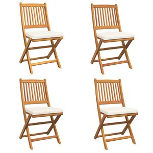 vidaXL Sulankstoma kėdė su pagalve 4 pcs Balta 49 x 57.5 x 92cm