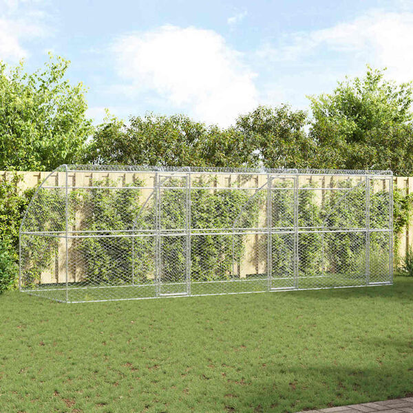 vidaXL &Scaron;unų narvas 3 pcs Sidabro 6 x 2 x 2 m Galvanizuotas plienas