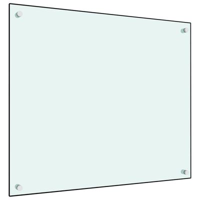 vidaXL Virtuvės sienelė, baltos spalvos, 70x60cm, grūdintas stiklas