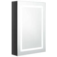 vidaXL Veidrodinė vonios spintelė su LED, juoda, 50x13x70cm, blizgi