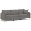 vidaXL Trivietė sofa su pagalvėmis, tamsiai pilka, 210cm, audinys