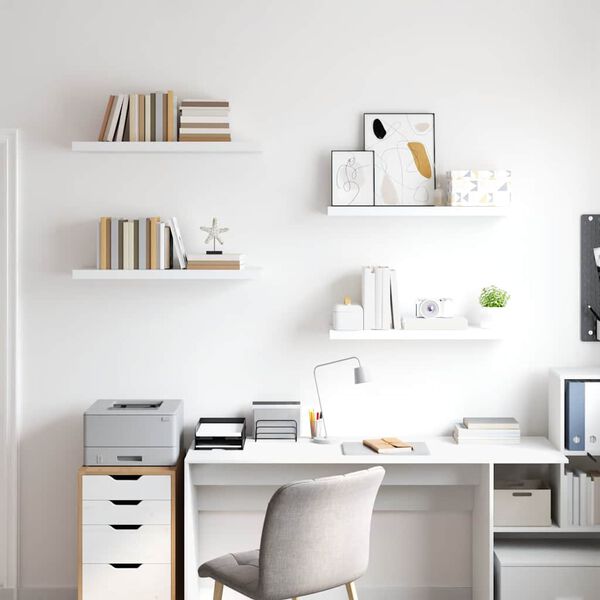 vidaXL Pakabinamos lentynos, 4vnt., baltos, 80x23,5x3,8cm, MDF