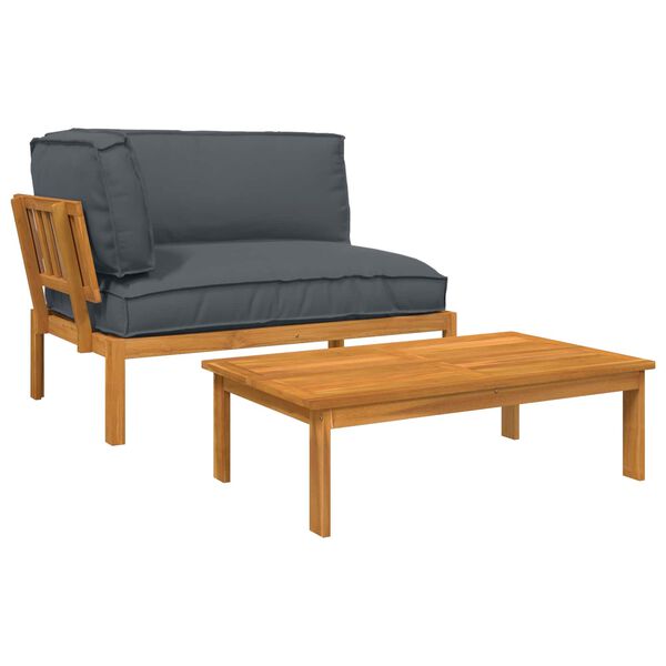 vidaXL Sofos komplektas 2 pcs Antracitas Kietos akacijos mediena