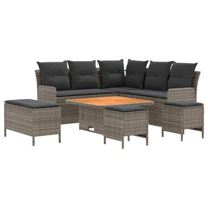 vidaXL Baldų komplektai 7 pcs Pilka ir tamsiai pilka PE ratanas