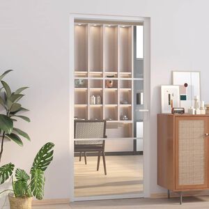 vidaXL Vidaus durys, baltos, 93x201,5cm, ESG stiklas ir aliuminis