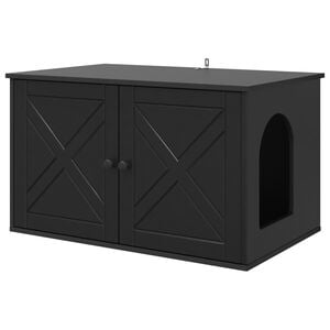 vidaXL Katės namelis Juoda 85 x 55 x 50,5 cm Apdirbta mediena
