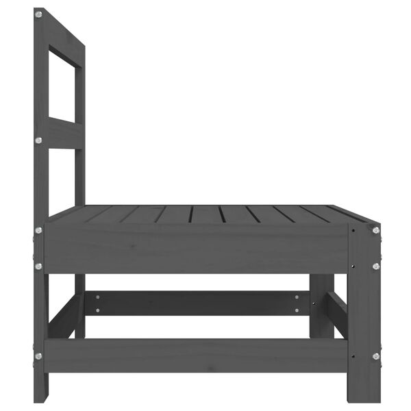 vidaXL Vidurinė sodo sofos dalis, pilka, pušies medienos masyvas