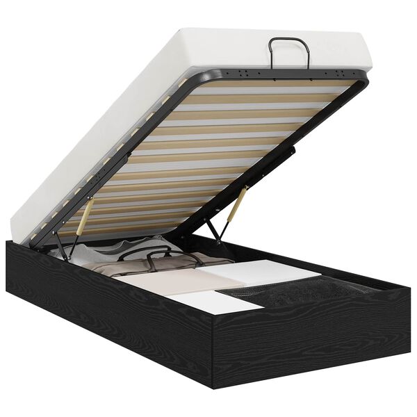 vidaXL Otomano lovos rėmas su saugykla Juodas Ąžuolas 203 x 90 x 25 cm